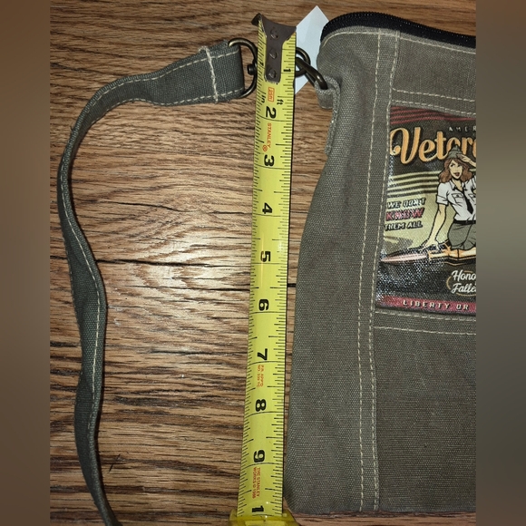 NWT's Vintage Addiction ,Owe Veterans Recycled MILITARY TENT Small Crossbody, - Picture 4 of 5
